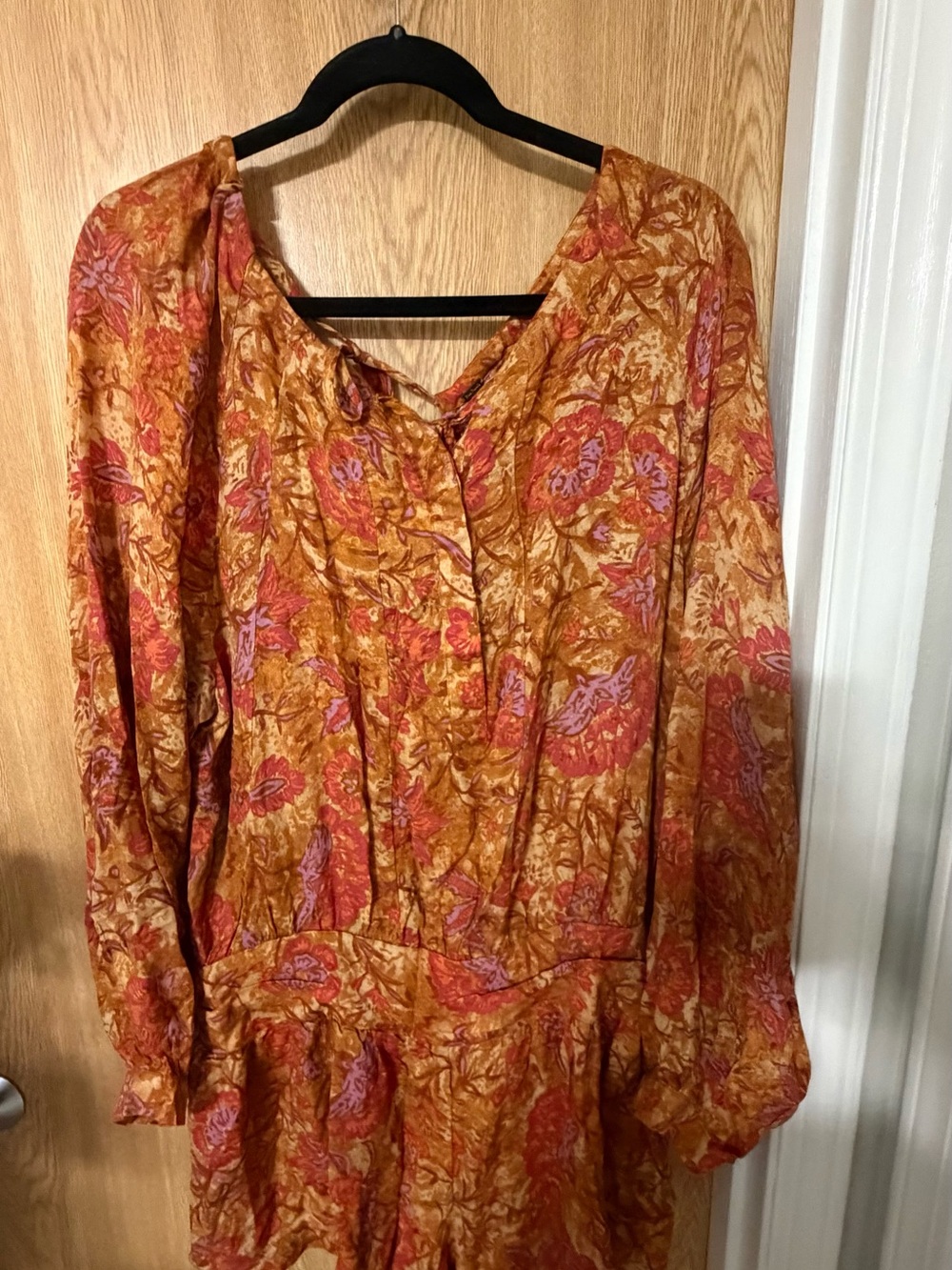 Free People Rust Orange and Pink Floral Romper